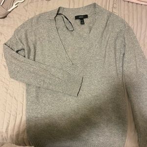 Grey long sleeve deep v sweater